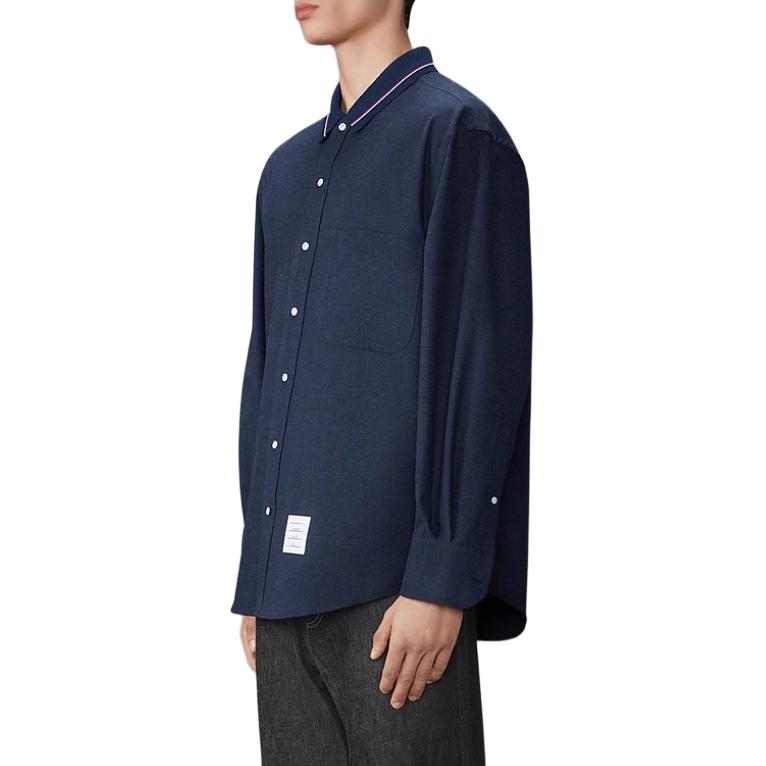 Thom Browne FW24  Striped Cotton Flannel Loose Fit Long Sleeve Shirt Navy. MWL407C-F0351-415 圖 9
