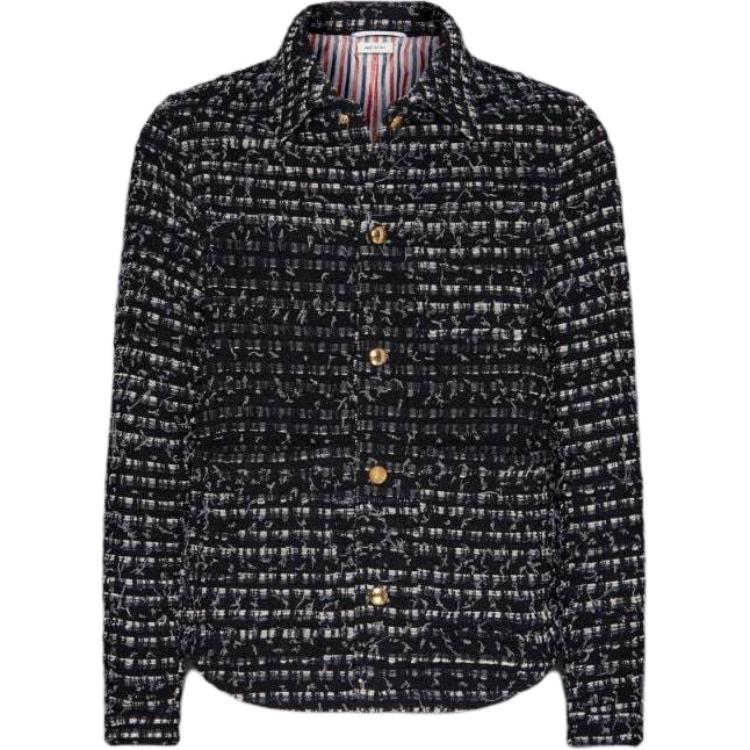 Thom Browne FW24 Black Denim Ribbon Tweed Work Jacket MJO229A-F0748-001