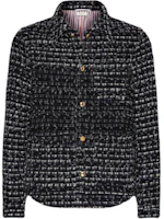 Thom Browne FW24 Black Denim Ribbon Tweed Work Jacket MJO229A-F0748-001 Thom Browne FW24 Black Denim Ribbon Tweed Work Jacket MJO229A-F0748-001