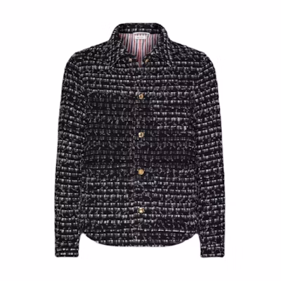 Thom Browne FW24 Black Denim Ribbon Tweed Work Jacket MJO229A-F0748-001
