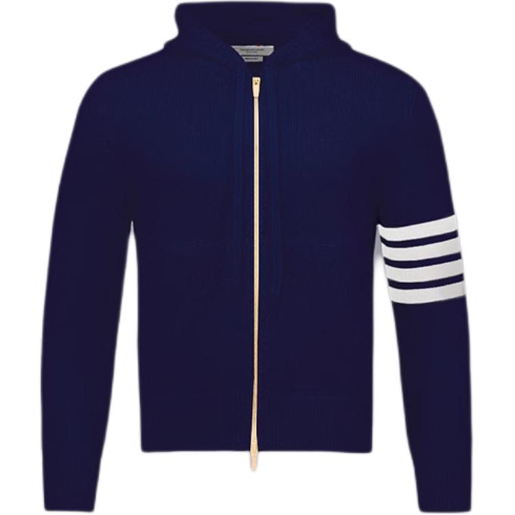 Thom Browne FW24 Floral Print 4-Bar Zip Hoodie Navy Blue MKT016A-Y1029-415