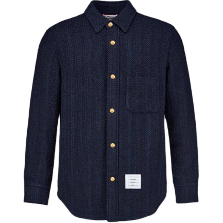 Thom Browne FW24 Single-Breasted Navy Blue Pocket Jacket for Men MJO055A-F0665-415