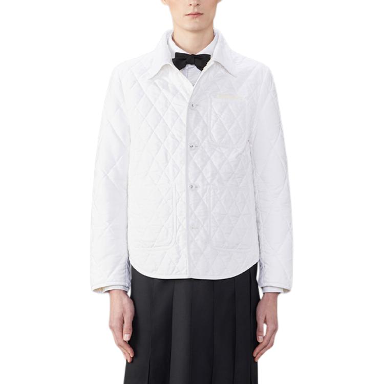 Thom Browne FW24 White Plaid Shirt Single-Breasted Long Sleeve Jacket MJD110Y-03634-100