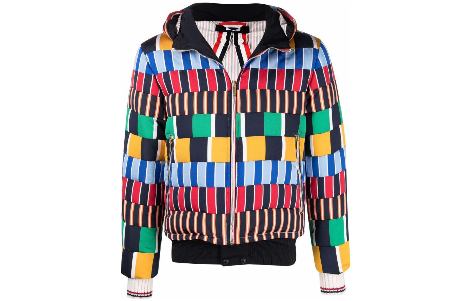 Thom Browne Geometric Print Hooded Zip Jacket for Men MJD101X-05373-350