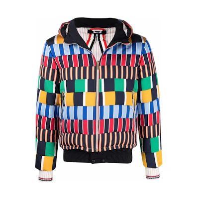 Thom Browne Geometric Print Hooded Zip Jacket for Men MJD101X-05373-350