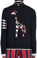 Thom Browne Giraffe Striped Cotton Bomber Jacket Navy Blue MKJ055A-00219-415 Thom Browne Giraffe Striped Cotton Bomber Jacket Navy Blue MKJ055A-00219-415