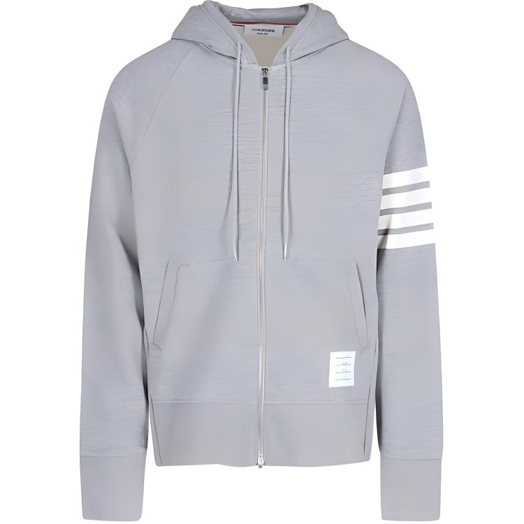 Order 톰브라운 그레이 클래식 4-바 스트라이프 집 후디 - 봄 컬렉션. MJT022L-00535-068