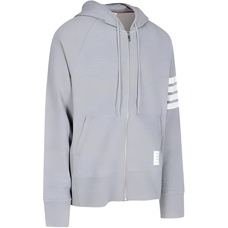 Lookbook 톰브라운 그레이 클래식 4-바 스트라이프 집 후디 - 봄 컬렉션. MJT022L-00535-068