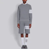 Sizing 톰 브라운 그레이 클래식 4-스트라이프 와플 니트 크루넥 스웻셔츠 MJT205A-06452-035