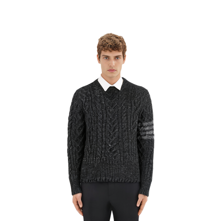 Sizing Thom Browne Suéter de Lana Gris con Cuatro Barras MKA313A-00278-025
