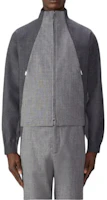 Thom Browne Gray Logo Print Patchwork Zip-Up Jacket MJO222C-F0582-035 Thom Browne Gray Logo Print Patchwork Zip-Up Jacket MJO222C-F0582-035