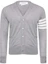 Order Thom Browne Gray Merino Wool 4-Bar Stripe V-Neck Cardigan Sweater MKC002A-00014-058