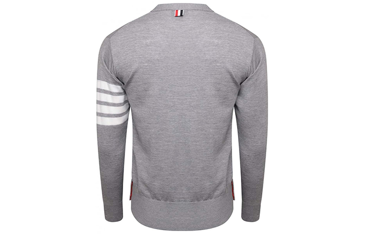 Thom Browne Gray Merino Wool 4-Bar Stripe V-Neck Cardigan Sweater MKC002A-00014-058 圖 3