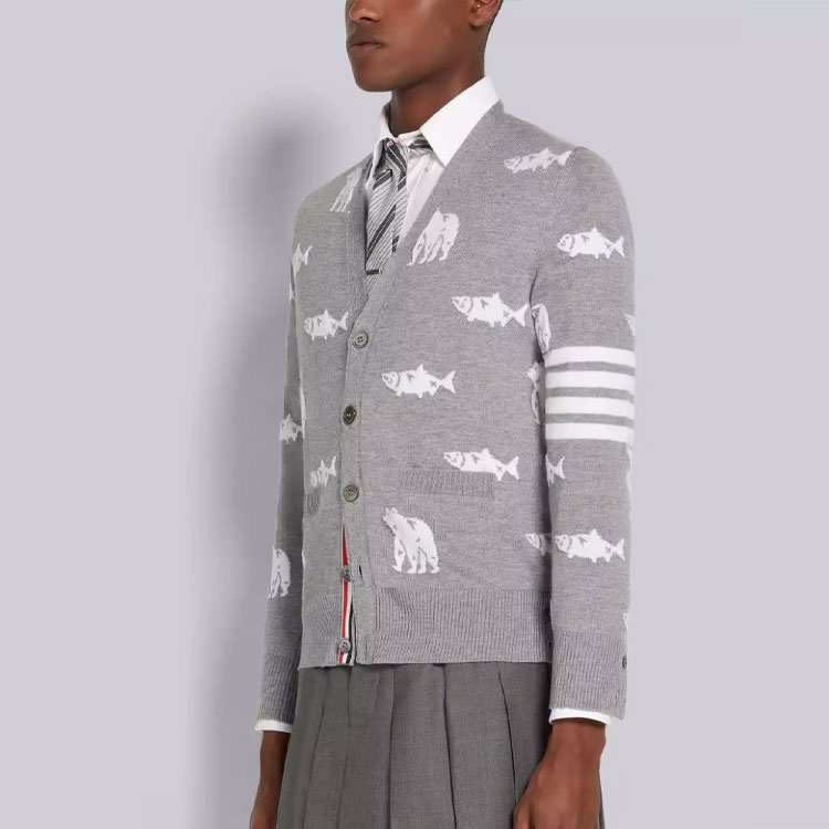 Purchase 汤姆布朗 灰色条纹V领毛衣 MKC350A-Y1002-055