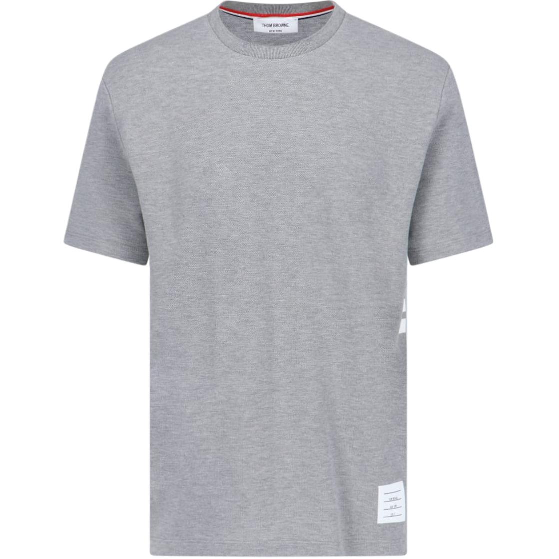 Thom Browne Gray Striped Waist Short Sleeve T-shirt Men’s Summer Edition MJS123A00050-055