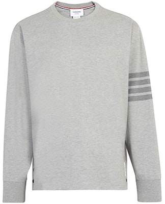 톰브라운 그레이 4-스트라이프 코튼 긴팔 티셔츠 MJS117A-06769-055 Order 톰브라운 그레이 4-스트라이프 코튼 긴팔 티셔츠 MJS117A-06769-055