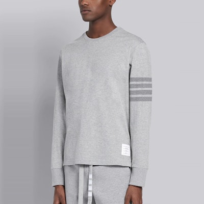 톰브라운 그레이 4-스트라이프 코튼 긴팔 티셔츠 MJS117A-06769-055 Details for 톰브라운 그레이 4-스트라이프 코튼 긴팔 티셔츠 MJS117A-06769-055