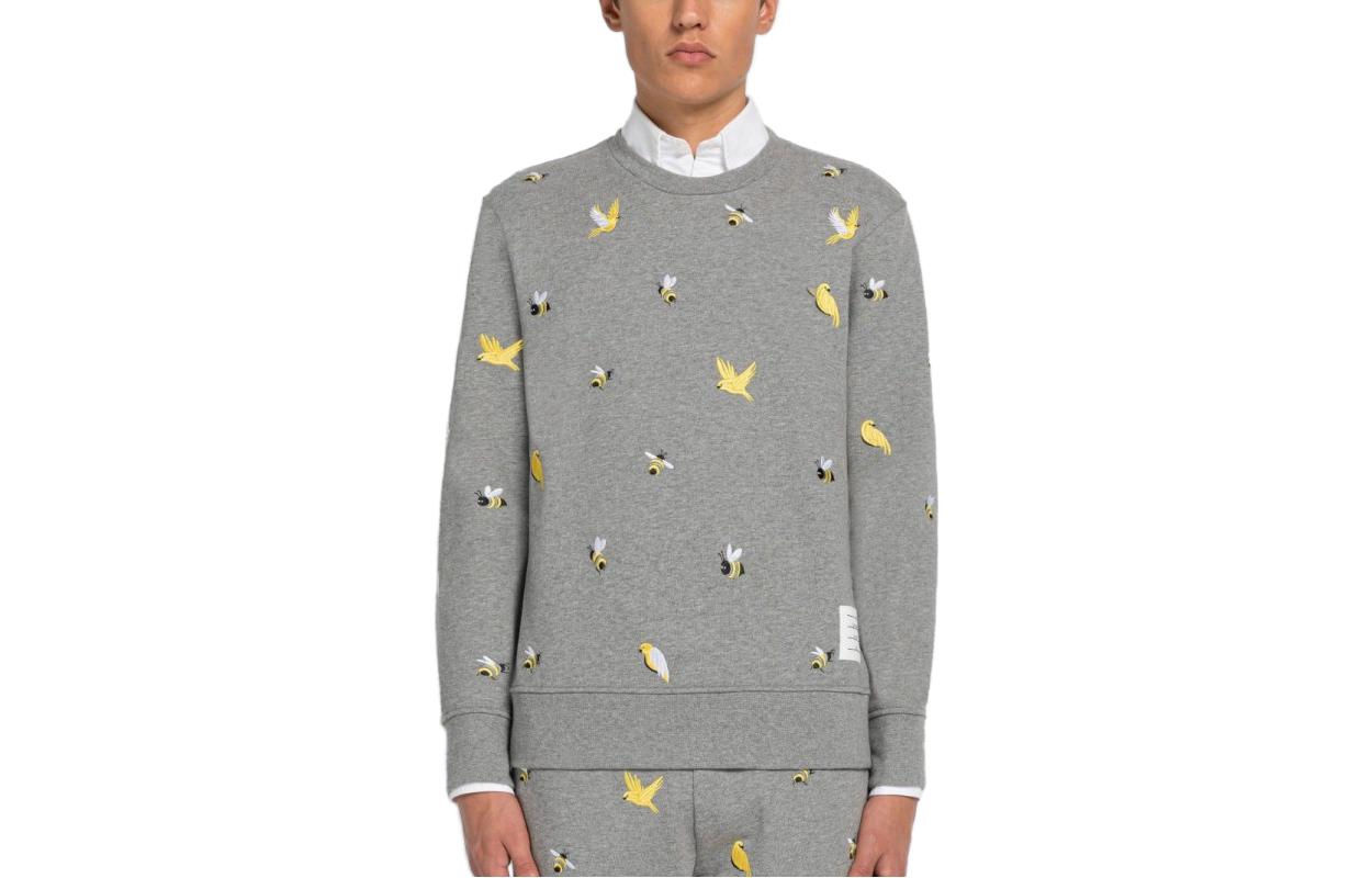 Thom Browne Grey Animal Print Crewneck Sweatshirt 5123155M12026