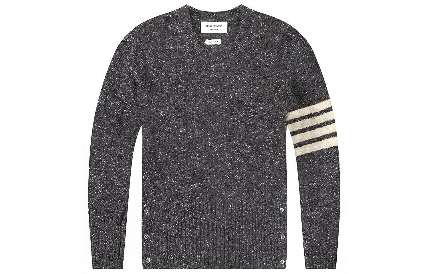 THOM BROWNE Grey Cable Knit Wool Sweater MKA093A-00278-035