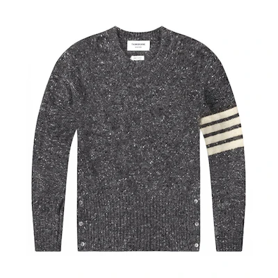 THOM BROWNE Grey Cable Knit Wool Sweater MKA093A-00278-035