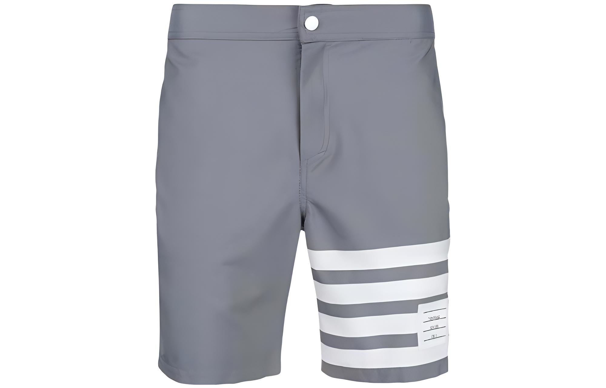 Thom Browne Grey Casual Shorts with Four-Stripe Logo for Summer MTT006A-04429-035