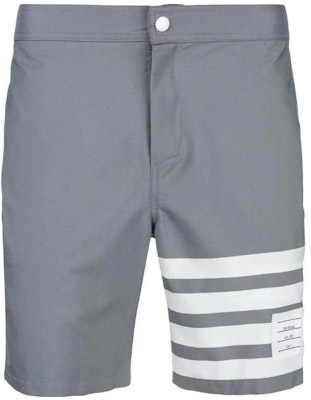 Thom Browne 夏日灰色四條紋標誌休閒短褲 MTT006A-04429-035 Order Thom Browne 夏日灰色四條紋標誌休閒短褲 MTT006A-04429-035