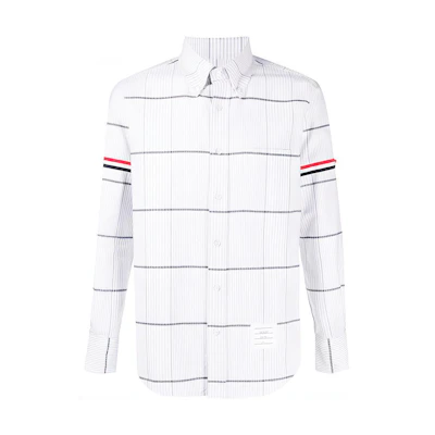 Thom Browne Grey Checkered Oxford Long Sleeve Shirt MWL301A-06837-035
