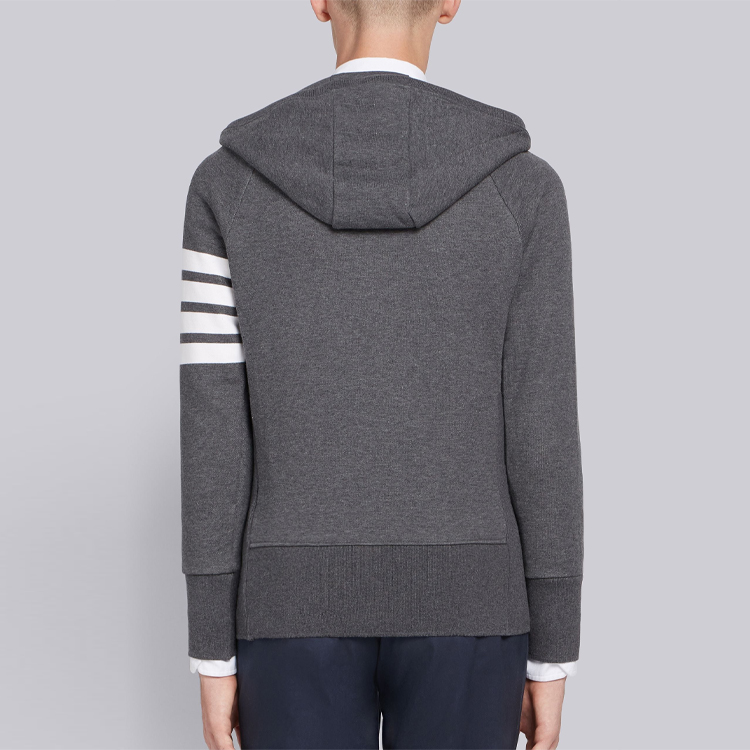 Purchase Thom Browne 經典灰色4-Bar拉鍊連帽外套 MJT022H-00535-025