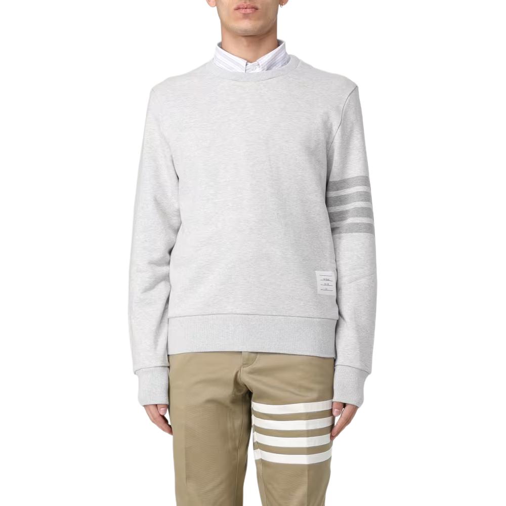 Thom Browne Grey Crewneck Stripe Logo Pullover Sweatshirt MJT2480-69110-065