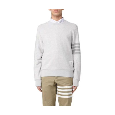 Thom Browne Grey Crewneck Stripe Logo Pullover Sweatshirt MJT2480-69110-065