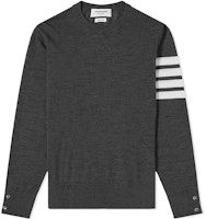 Thom Browne Grey Four-Bar Knit Pullover Wool Sweater. MKA002A-Y1014-022 Thom Browne Grey Four-Bar Knit Pullover Wool Sweater. MKA002A-Y1014-022