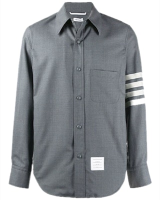 Thom Browne 灰色四道條紋襯衫外套 男灰色 MJO055A-06146-035 Order Thom Browne 灰色四道條紋襯衫外套 男灰色 MJO055A-06146-035