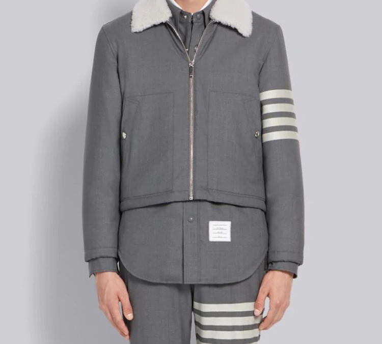 Details for Chaqueta Camisa Gris con Cuatro Rayas Thom Browne para Hombre. MJO055A-06146-035