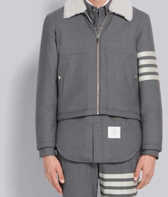 Thom Browne 灰色四道條紋襯衫外套 男灰色 MJO055A-06146-035 Details for Thom Browne 灰色四道條紋襯衫外套 男灰色 MJO055A-06146-035