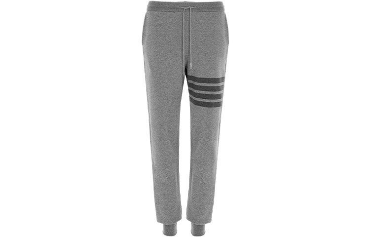 Thom Browne Grey Four-Stripe Cotton Mid-Waist Knit Joggers for Men MJQ008A-06910-035