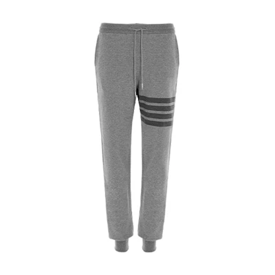 Thom Browne Grey Four-Stripe Cotton Mid-Waist Knit Joggers for Men MJQ008A-06910-035
