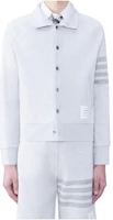 Thom Browne Grey Logo Printed Button-Up Long-Sleeve Sweatshirt MJT412A-J0051-065 Thom Browne Grey Logo Printed Button-Up Long-Sleeve Sweatshirt MJT412A-J0051-065