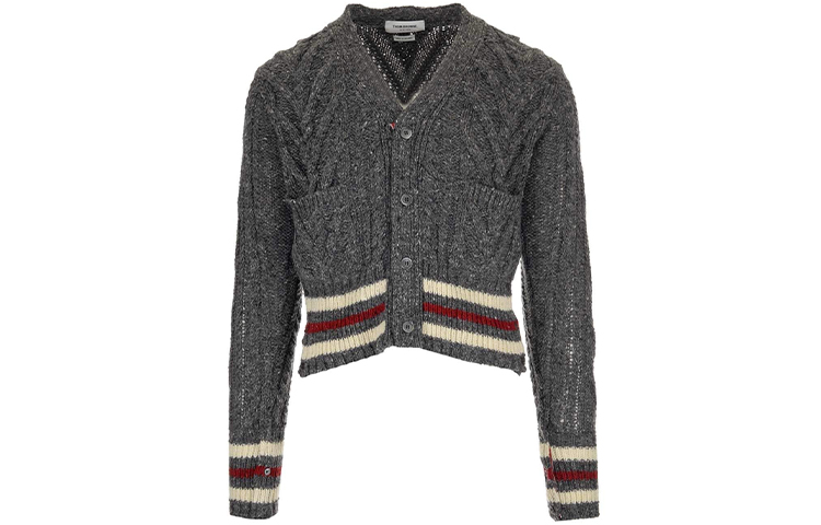 Order Thom Browne Cardigan Sweater V-Neck Abu Mohair Tweed Striped. MKC289A-00278-035