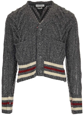 Thom Browne Cardigan Sweater V-Neck Abu Mohair Tweed Striped. MKC289A-00278-035 Order Thom Browne Cardigan Sweater V-Neck Abu Mohair Tweed Striped. MKC289A-00278-035