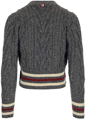 Thom Browne Cardigan Sweater V-Neck Abu Mohair Tweed Striped. MKC289A-00278-035 Lookbook Thom Browne Cardigan Sweater V-Neck Abu Mohair Tweed Striped. MKC289A-00278-035