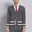 Shop Thom Browne Cardigan Sweater V-Neck Abu Mohair Tweed Striped. MKC289A-00278-035