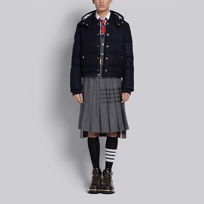 Thom Browne Cardigan Sweater V-Neck Abu Mohair Tweed Striped. MKC289A-00278-035 Sizing Thom Browne Cardigan Sweater V-Neck Abu Mohair Tweed Striped. MKC289A-00278-035