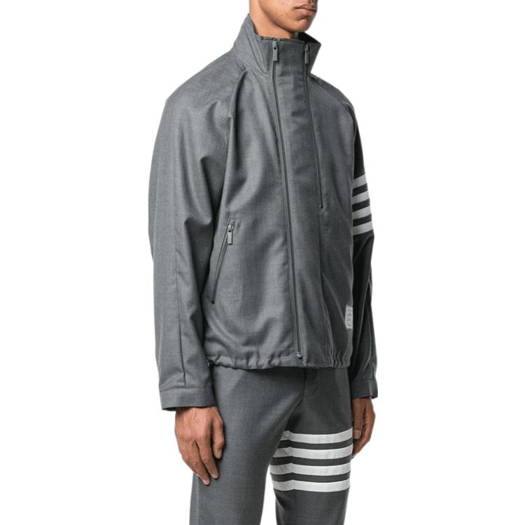 Lookbook Thom Browne Grey Raglan Sleeve Striped Zip-Up Jacket MJO096A-00626-035