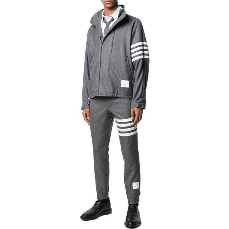 Purchase Thom Browne Grey Raglan Sleeve Striped Zip-Up Jacket MJO096A-00626-035