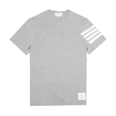 Thom Browne Grey Short-Sleeve T-Shirt with Four-Bar Stripe Summer Edition. MJS152A-06221-055