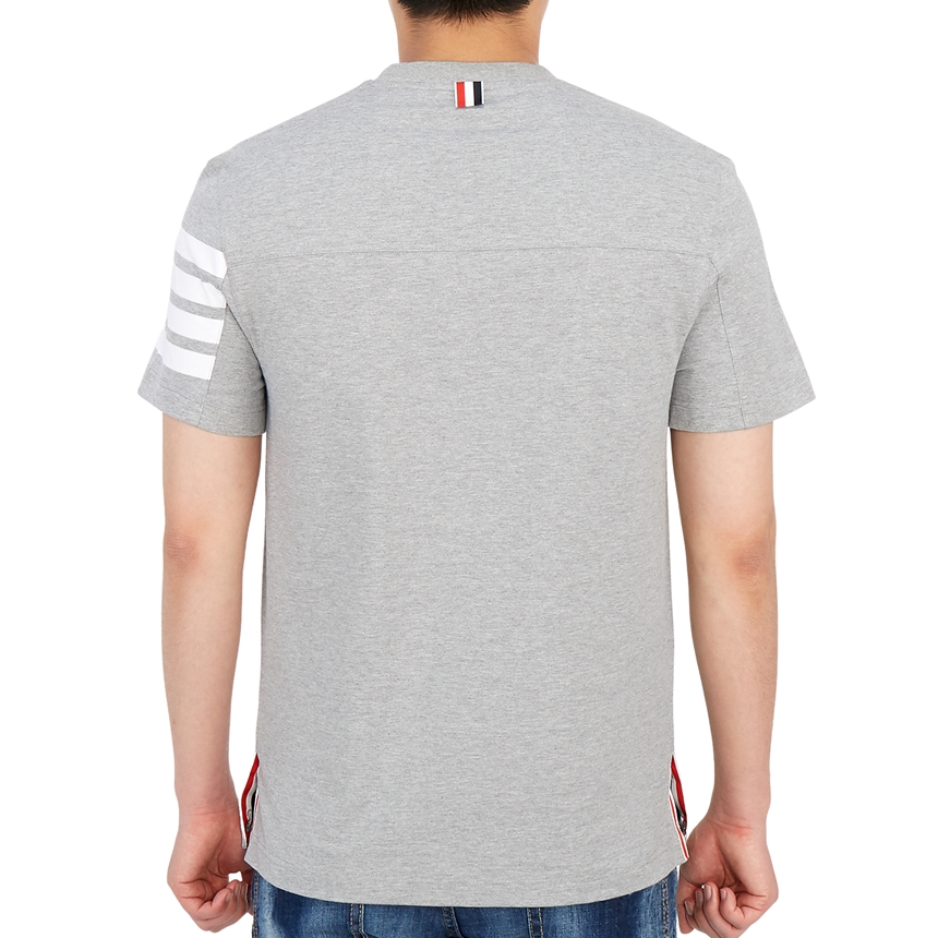 Thom Browne Grey Short-Sleeve T-Shirt with Four-Bar Stripe Summer Edition. MJS152A-06221-055 圖 4