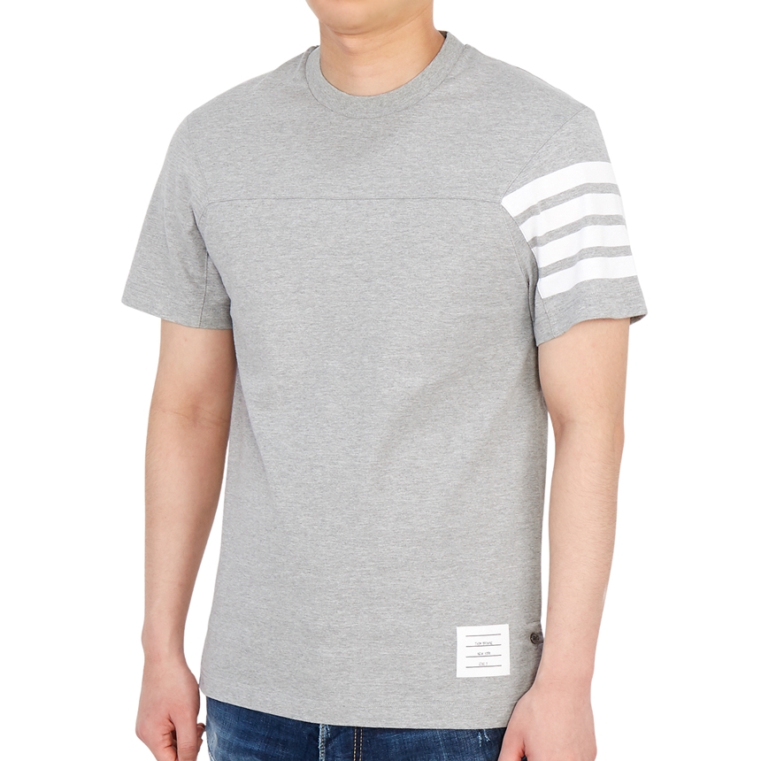 Thom Browne Grey Short-Sleeve T-Shirt with Four-Bar Stripe Summer Edition. MJS152A-06221-055 圖 5