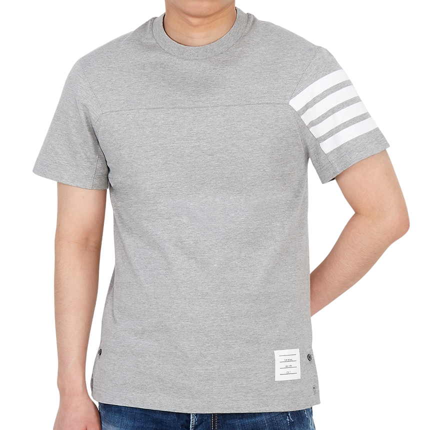 Thom Browne Grey Short-Sleeve T-Shirt with Four-Bar Stripe Summer Edition. MJS152A-06221-055 圖 7
