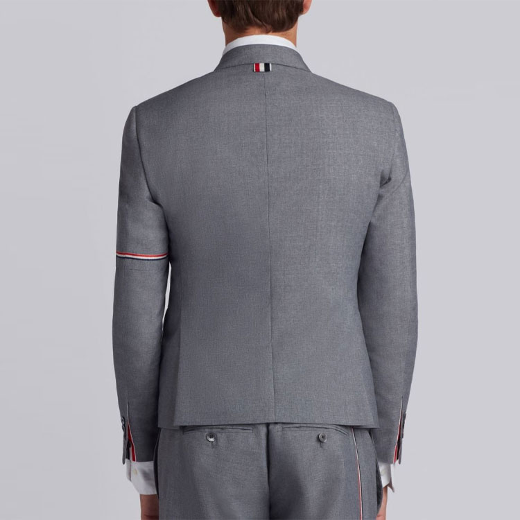 THOM BROWNE Grey Single-Breasted Blazer with Tricolor Striped Cuffs MJC187-A0287-2035 圖 5