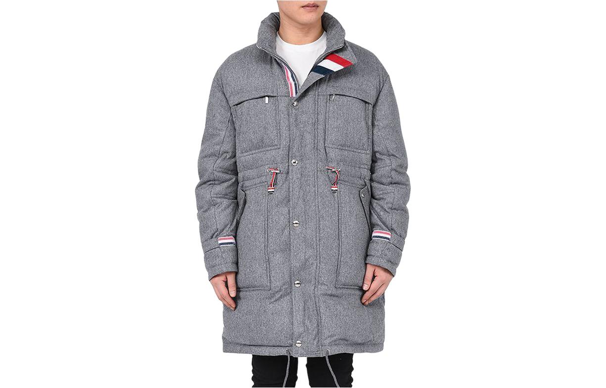 Thom Browne Grey Slim-Fit Hooded Zip Front Long Jacket MOD067X-07478-035
